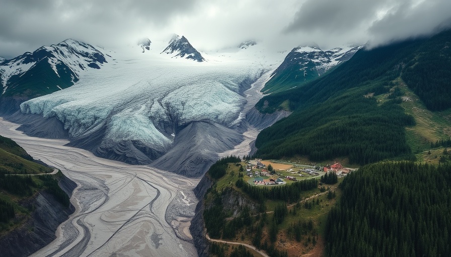 Blatten glacier collapse impact on mountain community in aerial shot.