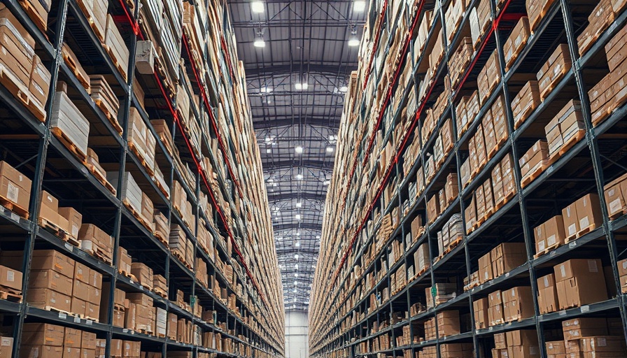 Massive warehouse showcasing AI vision models for warehouse operations.
