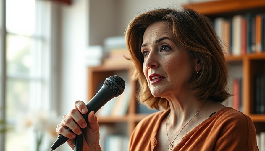 Middle-aged woman discussing navigating parenting challenges on camera.