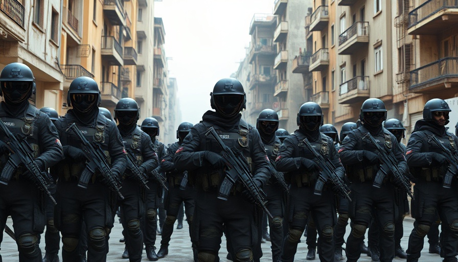 Armed individuals in urban setting representing unofficial talks with Hamas.