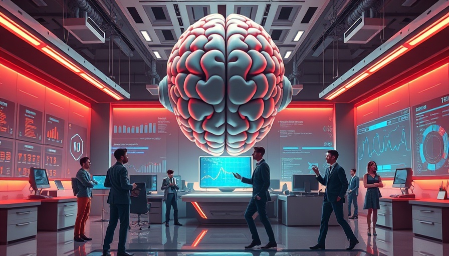 AI at work in a digital office, workers interact confidently.