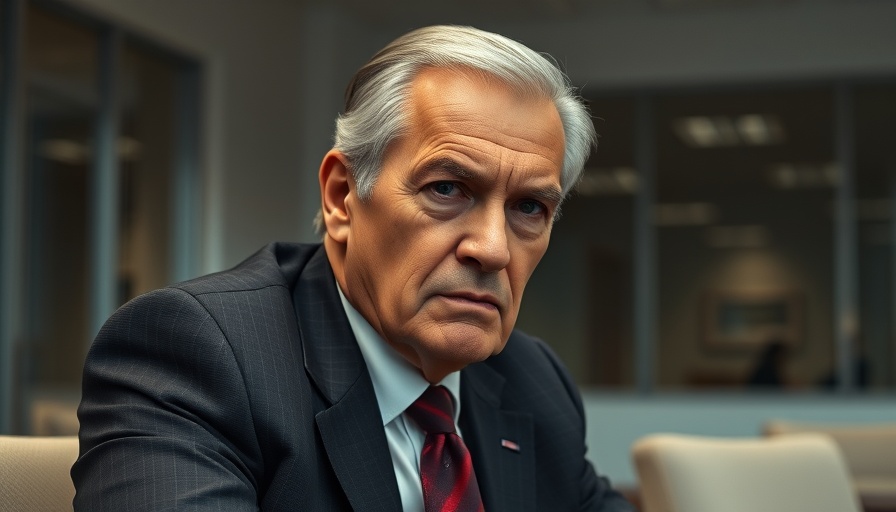 Putin's retaliation threat: serious older male in suit with intense expression indoors.