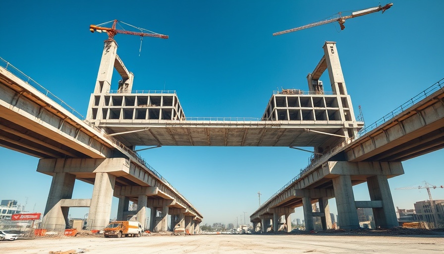 Unfinished concrete bridge symbolizes clean cement industry funding cuts.
