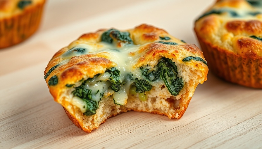 Dietitian-Approved Frozen Breakfast for Diabetics: Savory muffin with spinach and cheese on table.