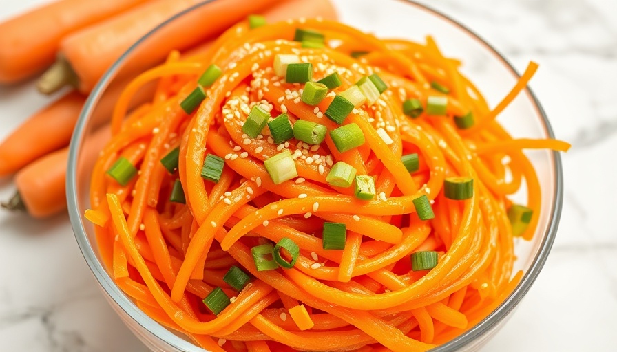 Vibrant raw carrot salad with sesame seeds.