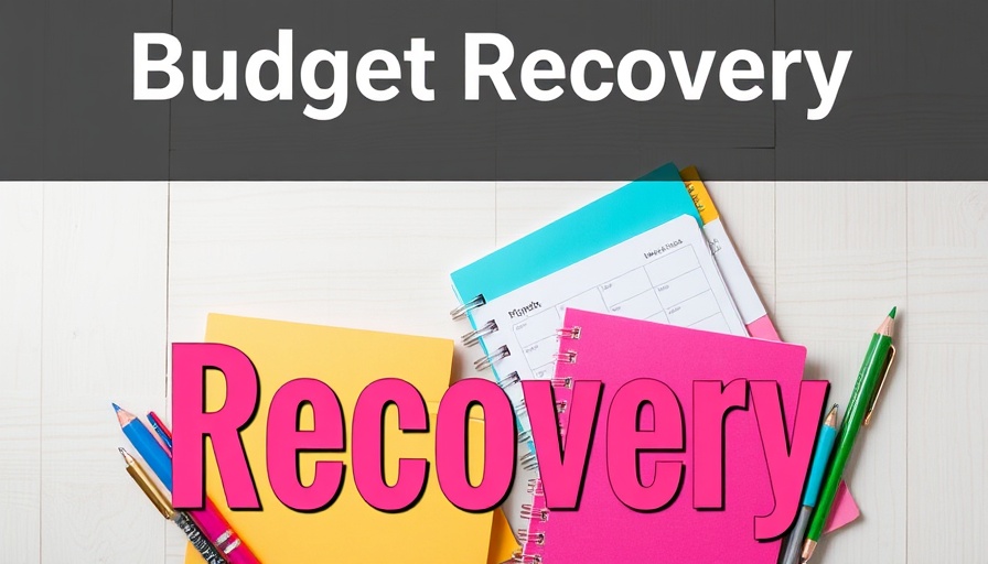Colorful budget recovery planning materials on a wooden surface
