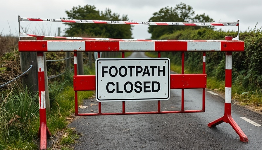 Closed footpath with barrier by Dumfries council.