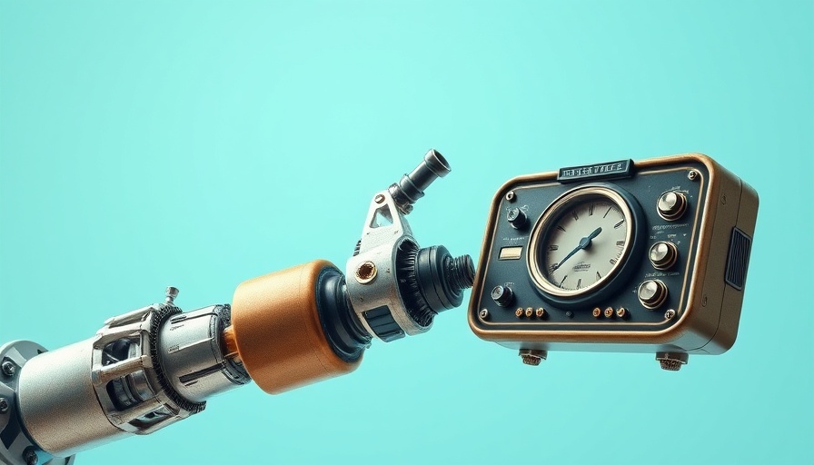 Vintage robotic arm representing business growth with robotics and AM radio.
