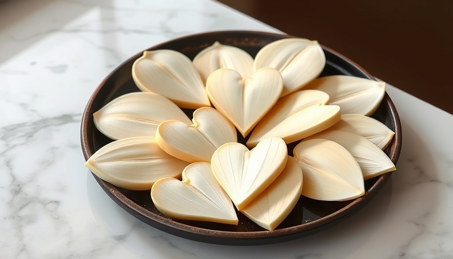 Elegant display of hearts of palm on a rustic plate.