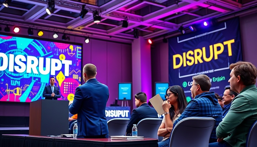Startup Battlefield 200 tech conference with speaker and panel of judges.