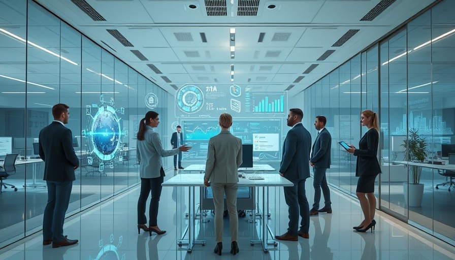 AI and data future for SMBs with holographic displays in office
