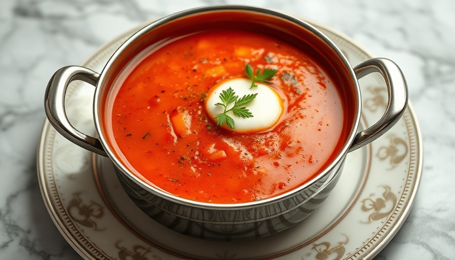 Appetizing low-carb soup recipe in a stylish setting.