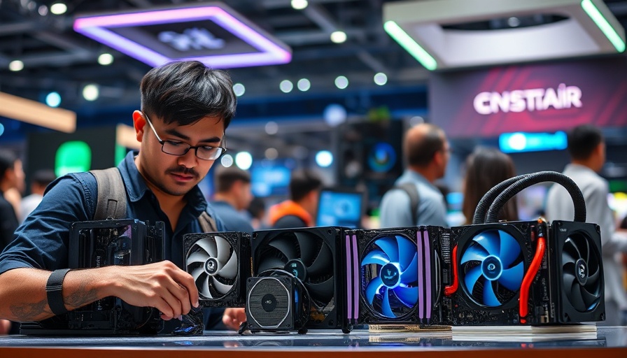 Tech enthusiasts discuss air vs. liquid cooling for CPUs at a conference.