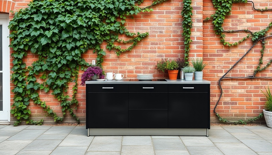 Modern IKEA GRILLSKÄR outdoor kitchen in rustic setting.