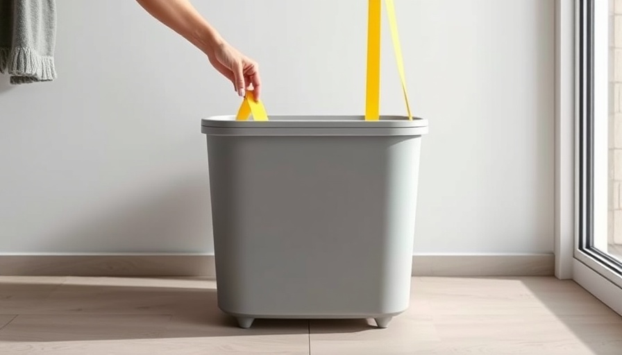 Hand lifting yellow straps of a modern laundry sorter during Joseph Joseph Summer Sale discounts.