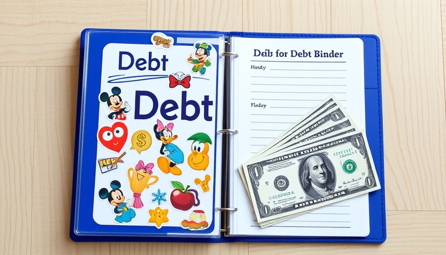 Colorful debt binder with money for effective debt management.