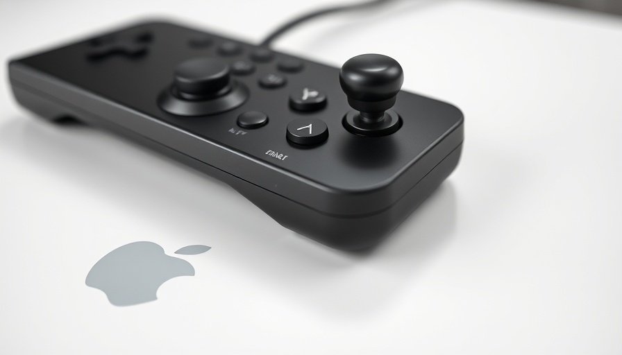 Close-up Steam Deck with Apple logo, showcasing controls.