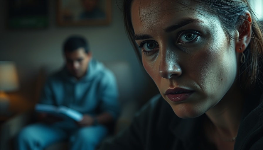 Somber woman with injury in a dim room, highlighting domestic violence.