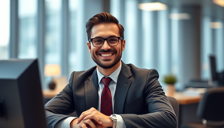 Professional man smiling in office setting, symbolizing leadership transition at Leeds Building Society.