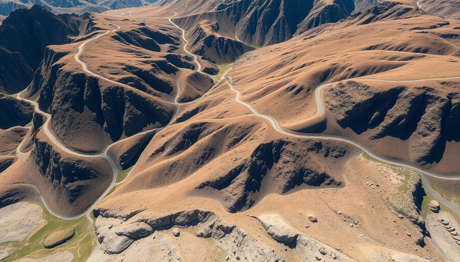 Satellite view of Iran's nuclear site affected by US air strikes, showing mountainous terrain.