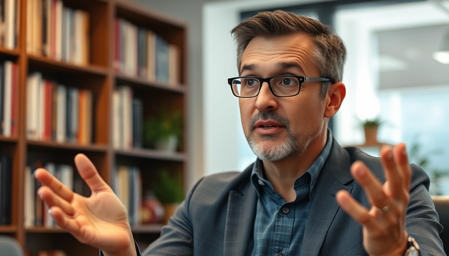 Crypto Surge Drivers: Speaker discussing market trends in an office.