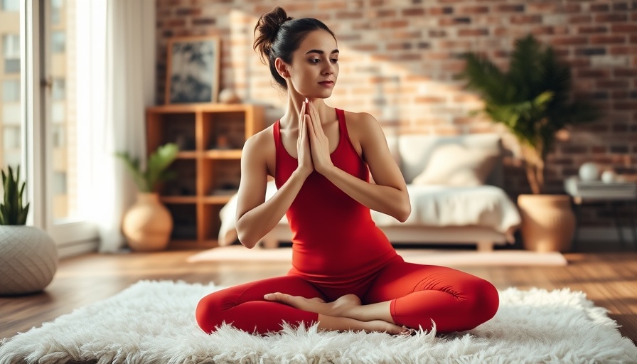 Woman practicing child's pose for nightly stretch routine in bedroom.