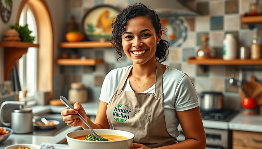 Cumberland Building Society donation, woman serving soup in kitchen.