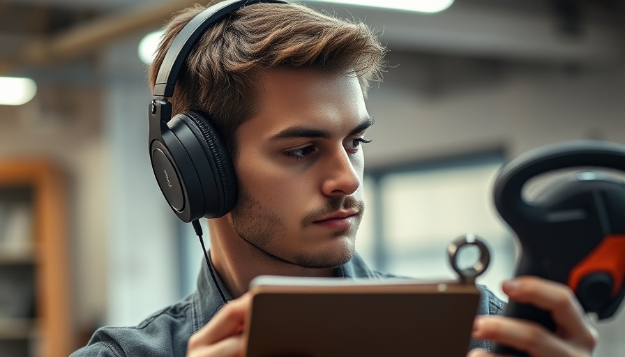 Young man multitasking indoors, symbolizing hard work and focus.
