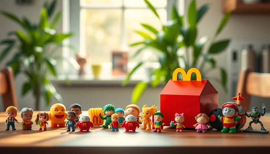 Assortment of miniature McDonald's toys with Happy Meal.
