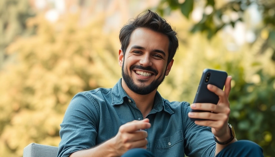 Smiling man outdoors talking on phone, RIP NYC theme.