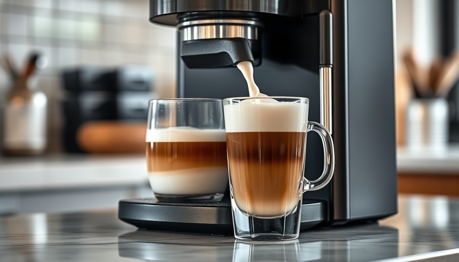 Modern coffee machine making cold foam at home