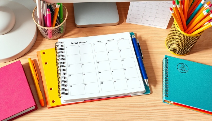 UK Family Savings Journey: colorful planner and desk setup.