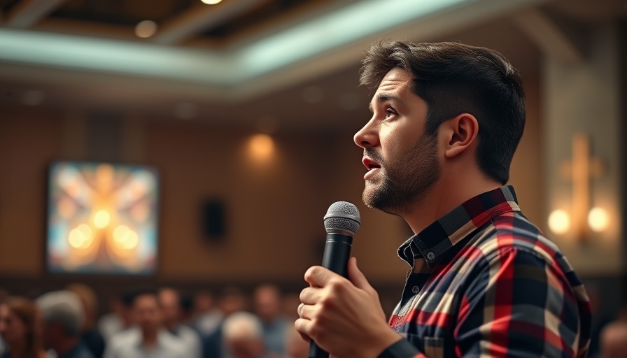 Young man giving sermon, discussing Bible-based preaching indoors.