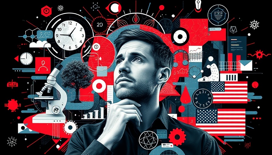 Abstract collage symbolizing Jim O'Neill's influence on health and AI.
