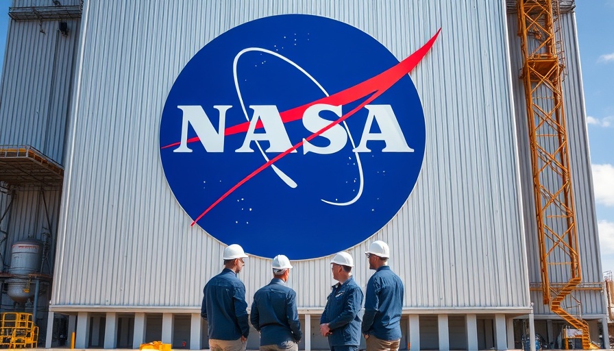 NASA logo with workers below at a NASA facility, related to streaming rocket launches.