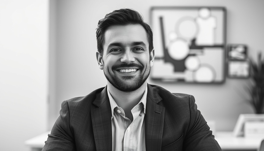 Professional businessman smiling, commercial term loan UK setting.