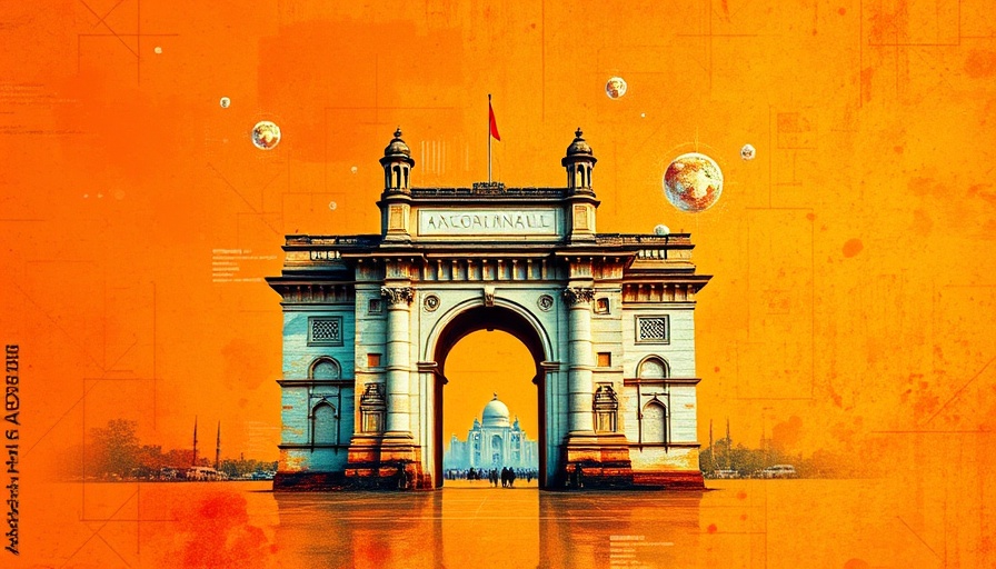 Gateway of India with AI elements in digital art, AI development challenges.