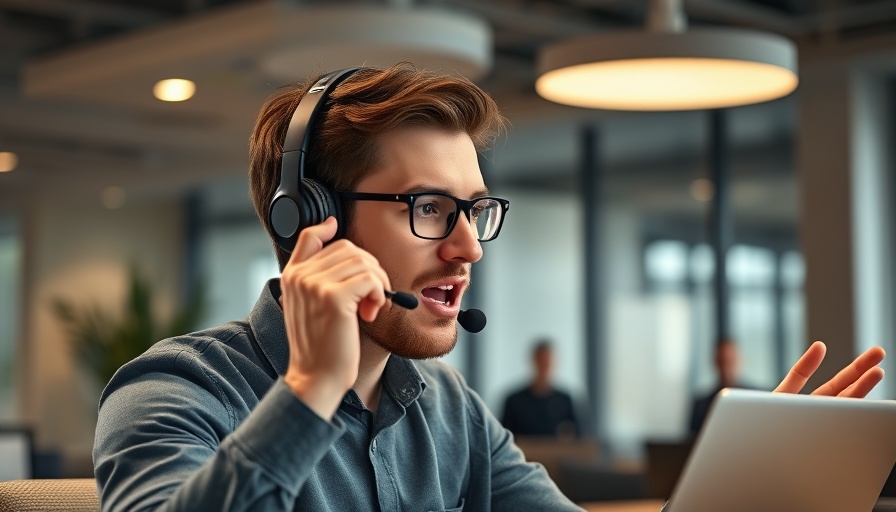 Young man discussing strategy with headset video call