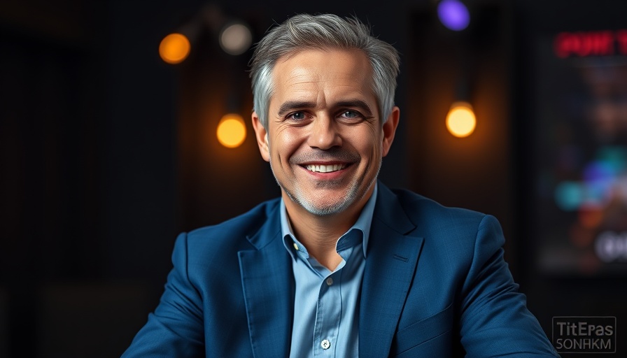 Smiling man in a blue suit in a studio setting for Your Kingdom Come.