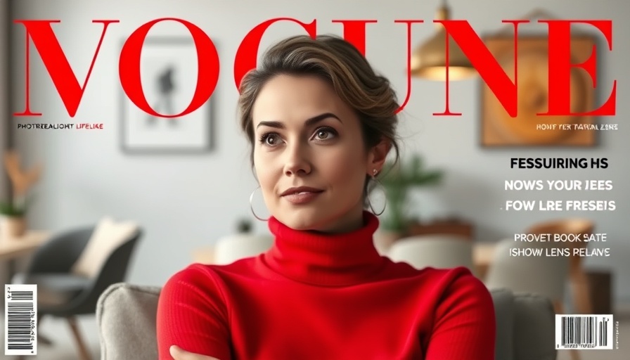 Confident woman in a red turtleneck on a magazine cover, daily habits of high achievers.