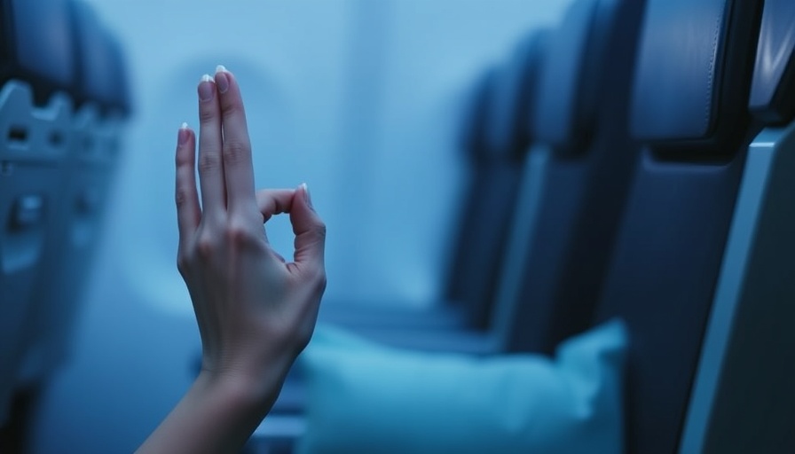 Woman practicing plane yoga in airplane seat, serene atmosphere
