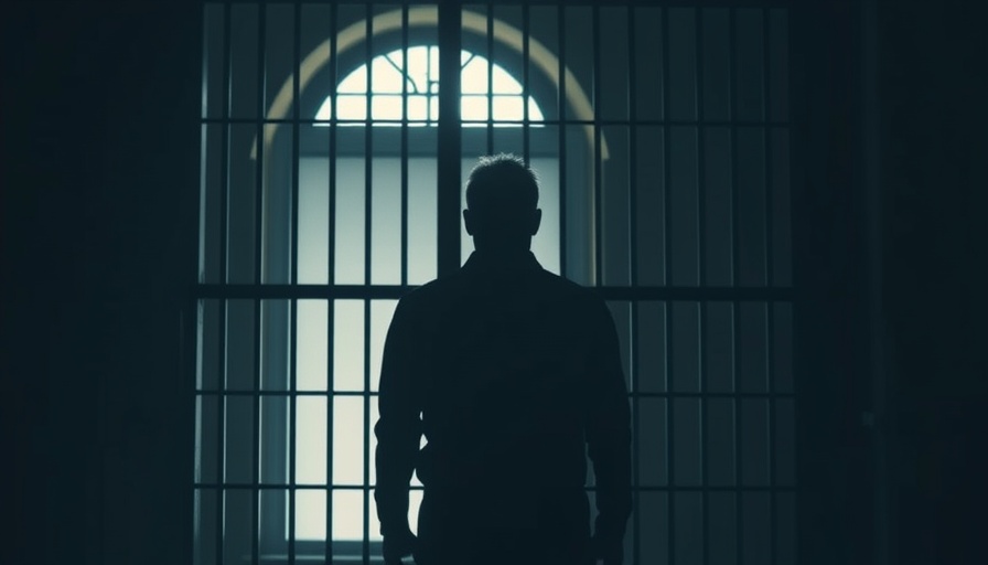 Silhouette in prison hallway depicting Britain's prison crisis.