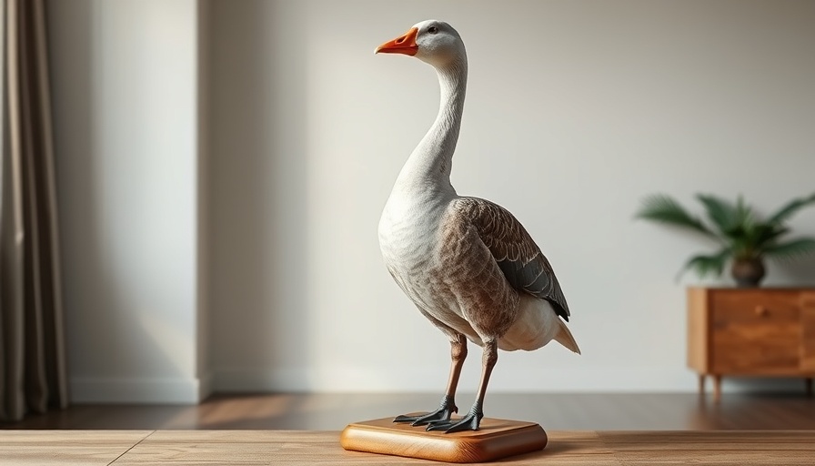 Realistic taxidermy goose on display at taxidermy auctions.
