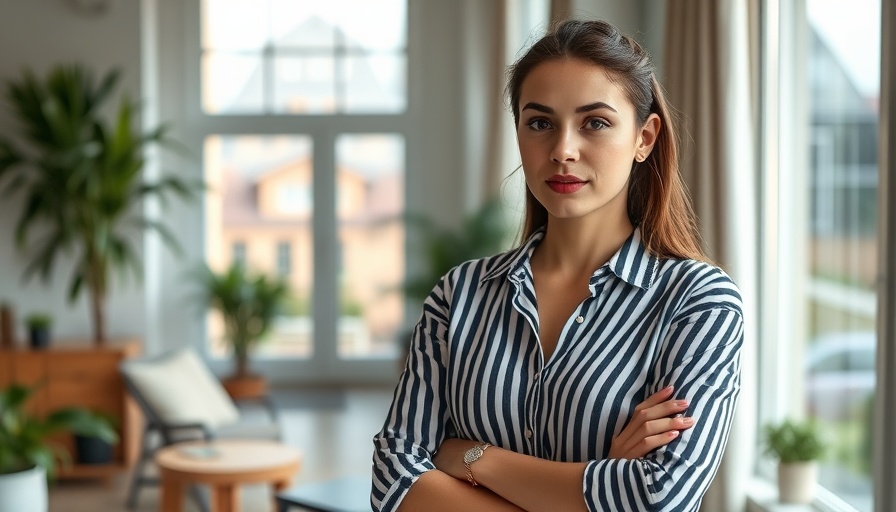 Confident woman offering financial advice in a modern apartment