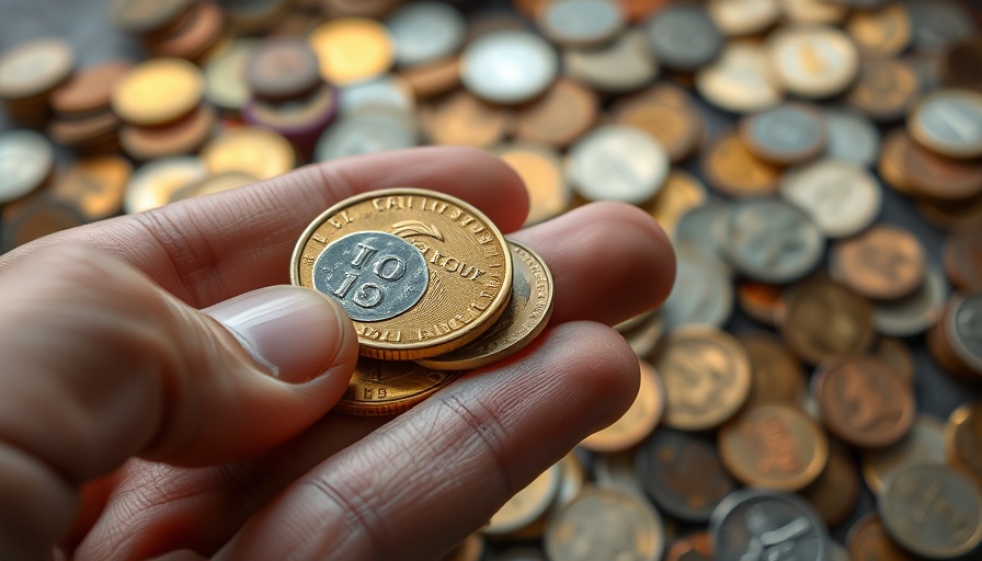 Close-up of hand examining coins, finding hidden value in coins.