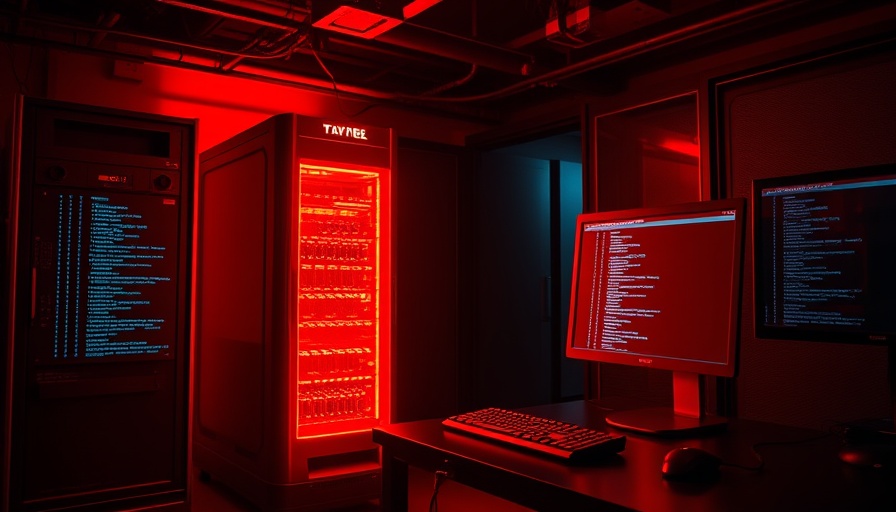 Netlogon vulnerability impact on Windows domain controllers in a red-lit server room with a monitor displaying code.