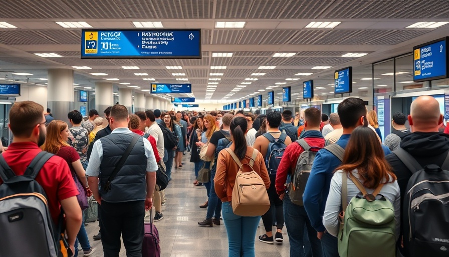 Busy airport security line illustrating TSA shoe removal policy change.