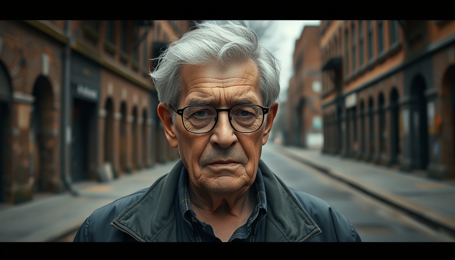 Concerned older man outside amid communal unrest impacting local businesses.