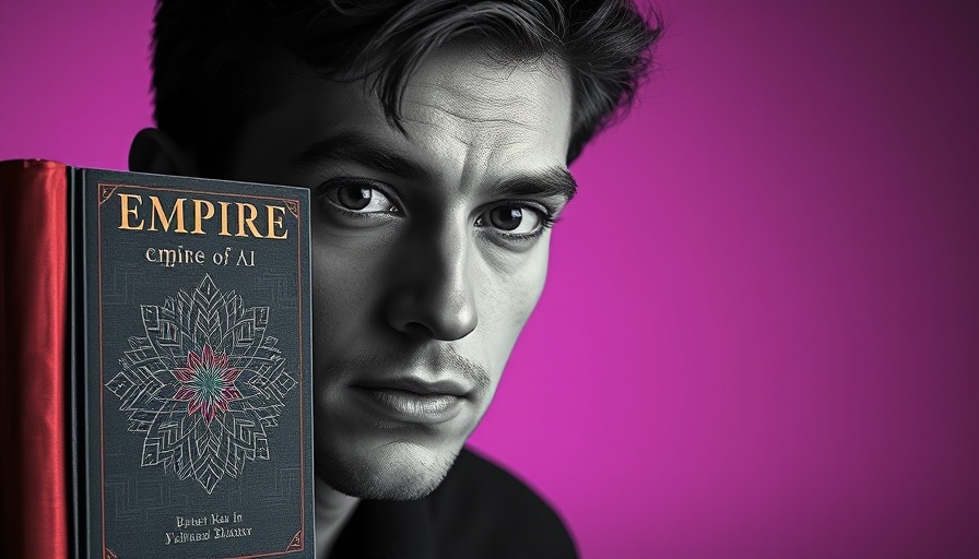 AI development insights for small businesses: Monochrome portrait and colorful book cover.