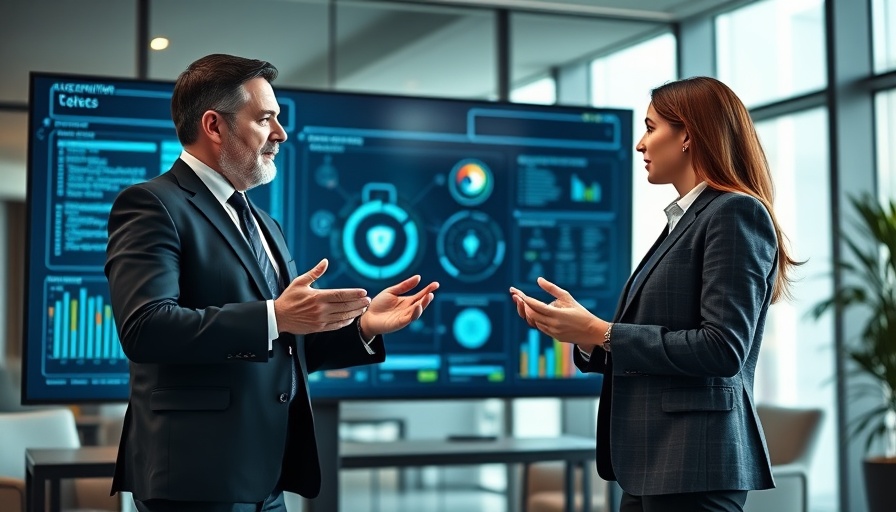 C-suite executive discussing operational technology cybersecurity in a meeting.